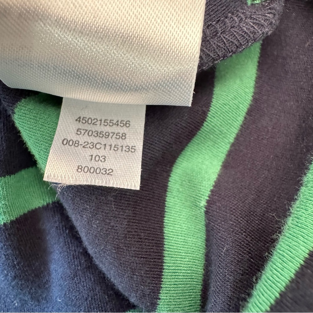 Chico's 100% Cotton Green/Blue Striped Wide-Sleeve Drop-Shoulder T-Shirt 2 (L) - Picture 9 of 11